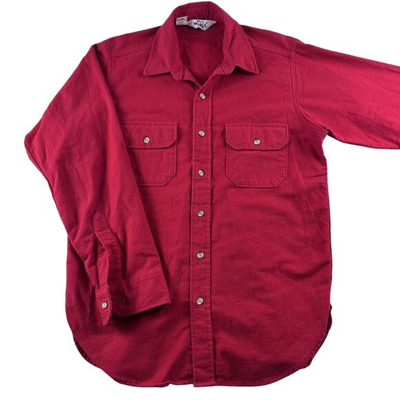 Vintage Woolrich Button-Up Heavy Flannel Shirt - Red - 100% Cotton - Men’s Large - Picture 1 of 12